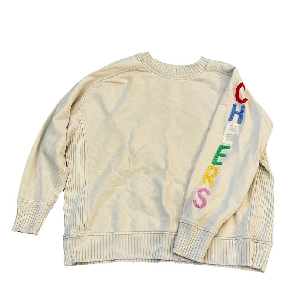 Aerie Cheers Down to Earth Crewneck Sweatshirt Oversized Size Small Spellout